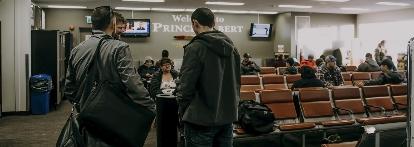 Passengers waiting for a flight at the Prince Albert Airport