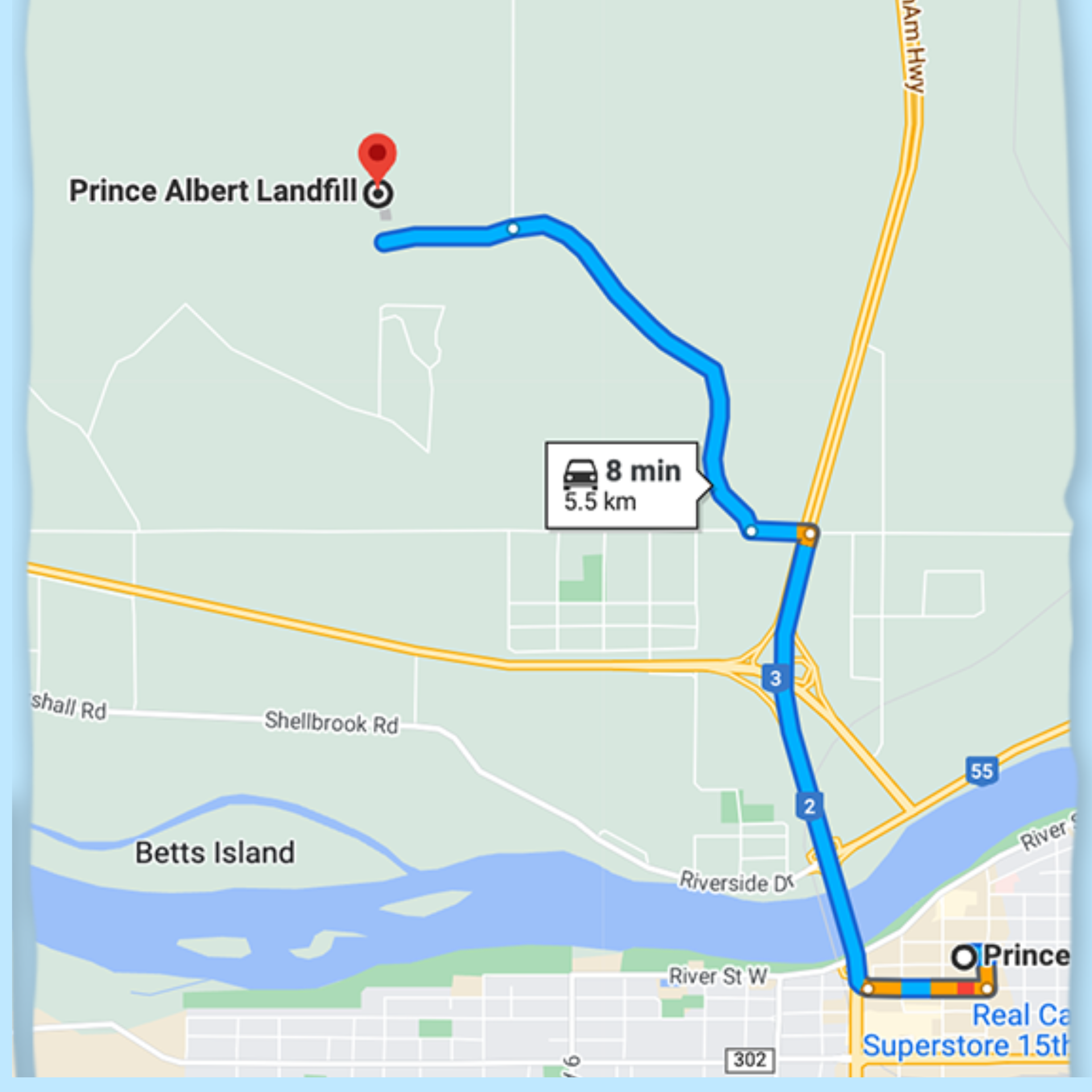 Prince Albert Landfill Map