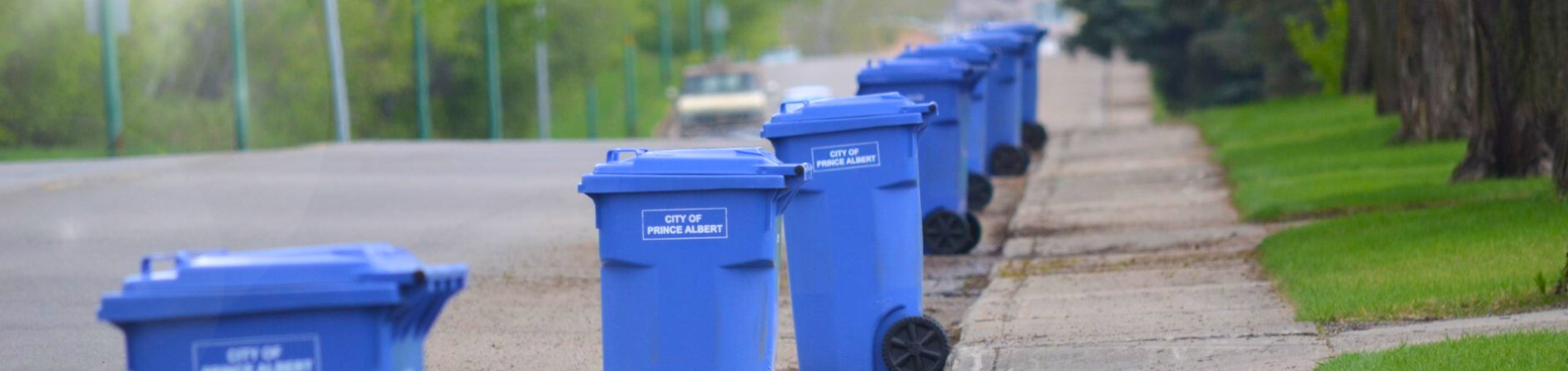 Recycling bins placed for collection