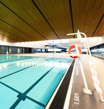 view to pool from lobby